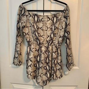 Snake-Print Backless Romper